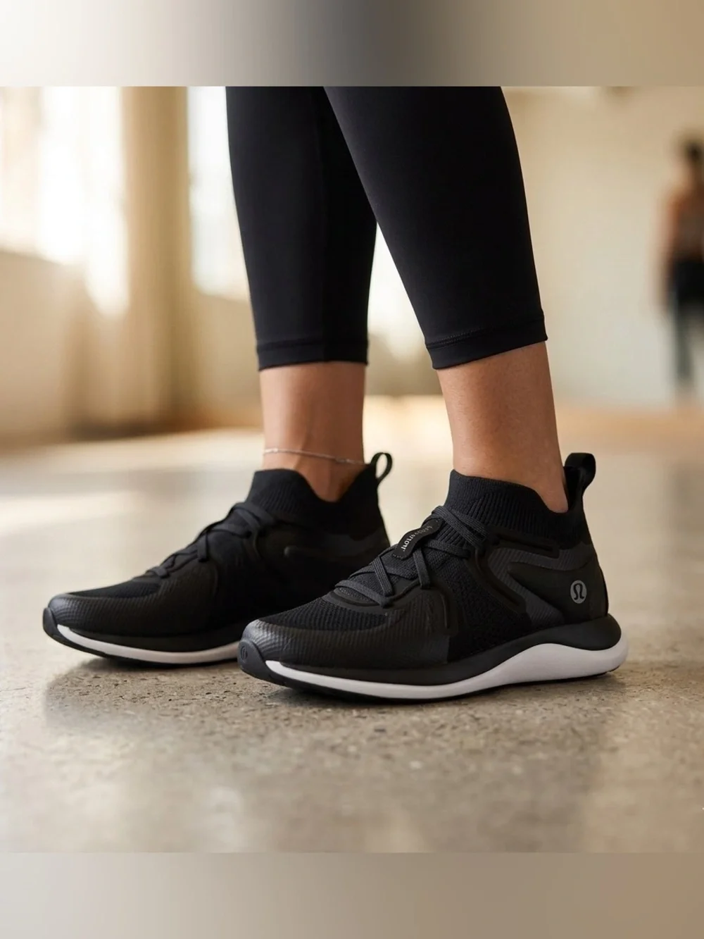 lululemon athletica Women's Black Knit Slip-On Running Shoes